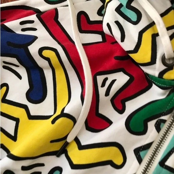 NWT Alice + Olivia X Keith Haring Barron Crop Zip Up Hoodie Sweatshirt Jacket L - Picture 16 of 16